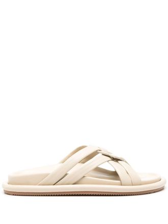 Moncler Bell interwoven-straps slides - women - Leather - 37 - Neutrals