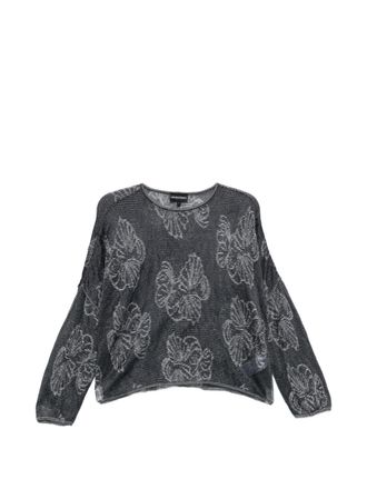 Emporio Armani Womens Embroidered Crewneck Sweater