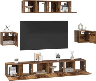 Berkfield Home TV Cabinet Set 7 pcs Old wood 80 x 30 x 30 cm Engineered wood in Brown
