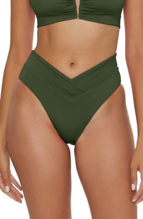 BECCA by Rebecca Virtue Color Code High Waist Bikini Bottoms in Green at Nordstrom, Size X-Small