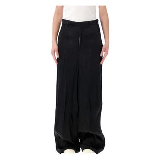 Rick Owens Wide Trousers, female, Black, Size: S Tailored Firbanks Trousers