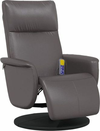 vidaXL Sillón reclinable de masaje con reposapiés cuero sintético gris Vidaxl