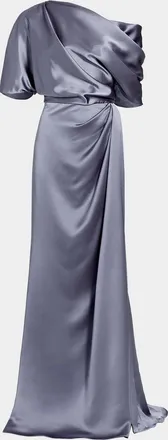 Amsale Draped Satin Off-The-Shoulder Gown