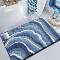 OEM Alfombra De Microfibra, Muy Absorbente, Suave Y Mullida, Antideslizante, Azul, 50x80 Cm - Crezuo