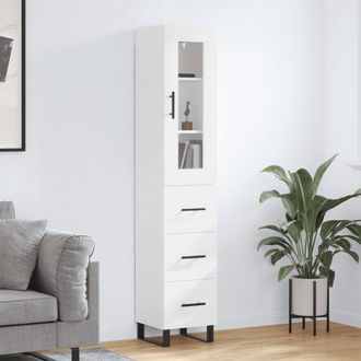 vidaXL Vidaxl - Aparador Alto Madera Contrachapada Blanco 34,5x34x180 Cm