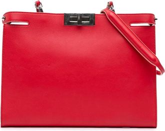 Fendi Pre-owned Shoulder Bags, female, Red, Size: ONE SIZE Pre-owned Vintage Leather Top Handle Bag