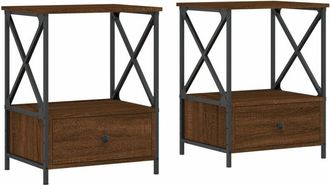 vidaXL Bedside Tables 2 pcs Brown Oak 50x41x65 cm Engineered Wood vidaXL