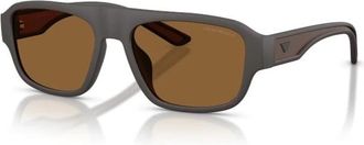Emporio Armani Square Zonnebrillen - Heren - Zonnebrillen - Bruin - 55 MM - Accessoires