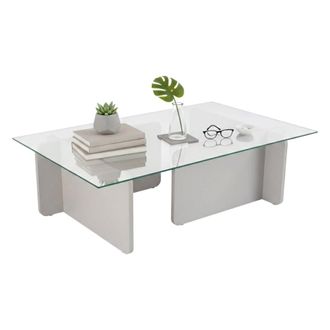 Dmora Dmora - Mesa De Caf&eacute; Kallias, Mesa De Centro Baja, Revistero Para Sof&aacute;, Estante De La Sala De Estar, 105x65 H30 Cm, Gris