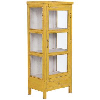 Wanderlust Deco Vitrina De Madera Artesanal Amarilla 58x39x140h Cm