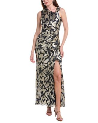 Adrianna Papell Foil Asymmetric Gown