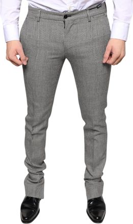 Dolce & Gabbana Gray Check Tartan Wool Skinny Mens Pants