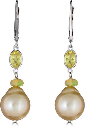 Belpearl Belpearl 14K Gemstone 10Mm South Sea Golden Dangle Earrings