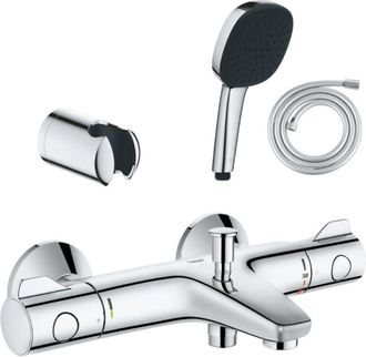 GROHE Pack Mezclador Termost&aacute;tico Grohe Grohtherm 800 + Teleducha Grohe Vitalio Comfort 110 2 Jets + Flexo 1750 Mm Y Soporte