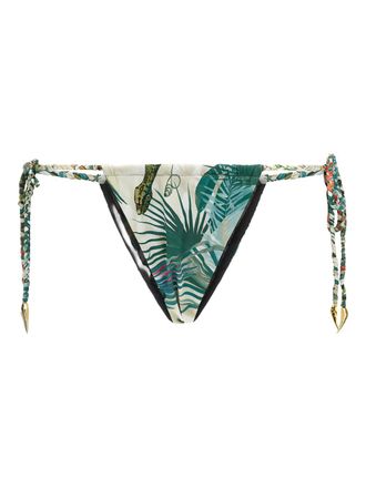 Roberto Cavalli snake-print tie-side bikini bottom - women - Polyester/Elastane - L - Green