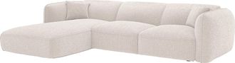 Vente-Unique Divano Letto Angolare Angolo A Sinistra 5 Posti In Tessuto Ciniglia Beige Di Maison C&eacute;phy Camilio