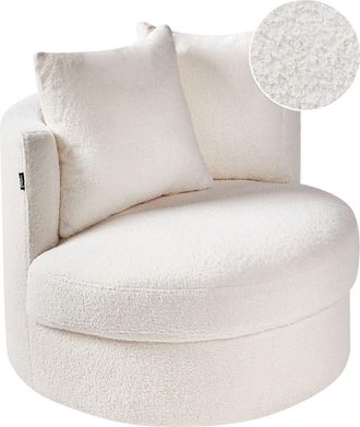 Beliani Sill&oacute;n giratorio Boucl&eacute; Blanco