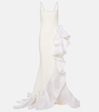 SAFiYAA Bridal Yana draped cr&ecirc;pe and satin organza gown