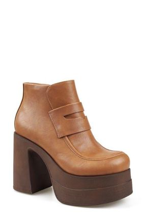 Candie's Alesia Platform Bootie in Tan Faux Leather at Nordstrom, Size 11