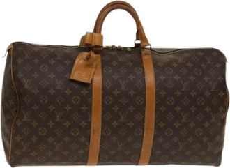 Louis Vuitton Tweedehands Canvas Louis Vuitton tassen - Dames - Vintage Weekendtas - Bruin - ONE Size - Vintage