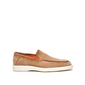 Santoni Loafers, male, Beige, 9 UK, Suede Almond-Toe Loafers