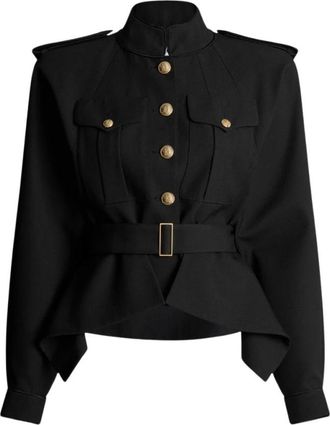 Balmain Fitted Officer Jacket - Dames - Blazers - Zwart - XS - Leer - Jassen