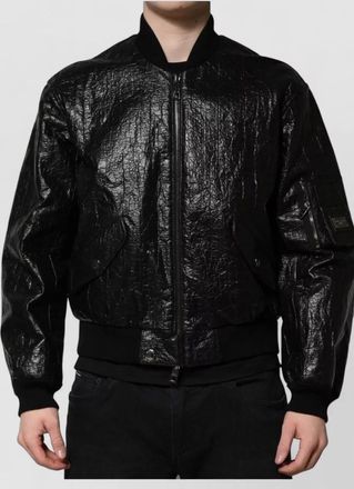Dolce & Gabbana leather zip-up bomber jacket