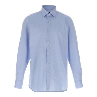 Finamore Heren, Overhemden, Blauw, Maat: 5XL Katoen