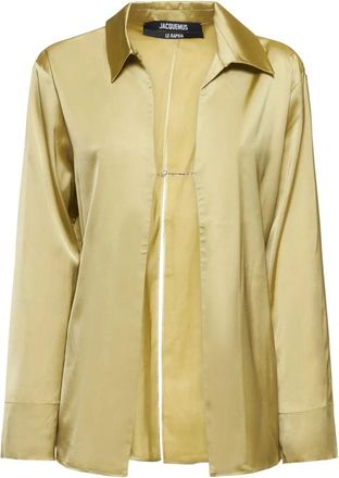 Jacquemus The Notte Shirt - Dames - Overhemden - Groen - S - Satijn - Overhemden