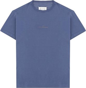 Maison Margiela Blue Text Front Boxy Cotton T-Shirt