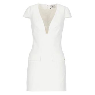 Elisabetta Franchi Short Dresses, female, White, Size: S V-neck Short Dress
