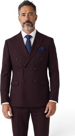 PAUL ANDREW Mens Wine Double Breasted Formal Check 2 Piece Suit - Regent
