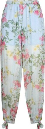 Liu Jo Floral Print Creponne Trousers With Ankle Bow Detail