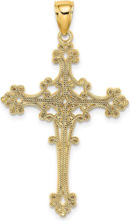 Diamond2Deal 14k Yellow Gold Beaded Fancy Cross Charm Pendant
