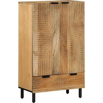 vidaXL Aparador Alto Madera Maciza De Mango Marr&oacute;n 60x33x100 Cm Vidaxl