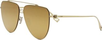 Fendi Zonnebril - unisex - Zonnebrillen - Geel - ONE Size - Leer - Accessoires