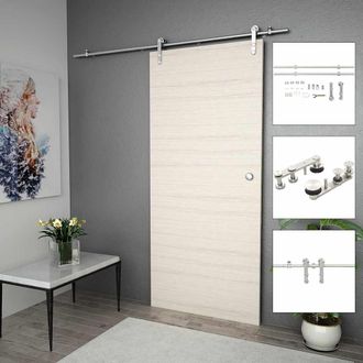 vidaXL Vidaxl - Kit De Herrajes Para Puerta Corredera 183 Cm Acero Plateado