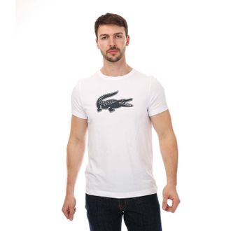 Lacoste Heren Lacoste SPORT 3D Print Crocodile Jersey T-shirt in White Navy