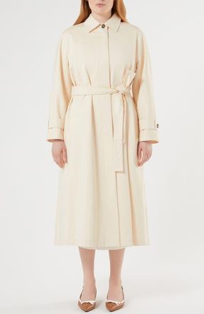 Marina Rinaldi Noblo Water Repellent Cotton Gabardine Trench Coat in Ivory at Nordstrom, Size 16W