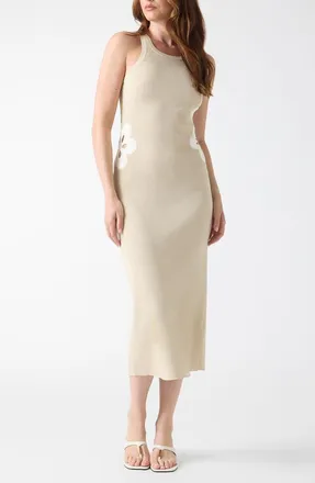 Guess Laurie Lurex Midi Dress in Open Beige at Nordstrom, Size X-Small