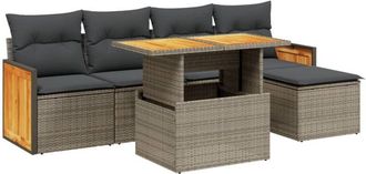 vidaXL Vidaxl - Set De Muebles De Jard&iacute;n 6 Pzas Y Cojines Rat&aacute;n Sint&eacute;tico Gris