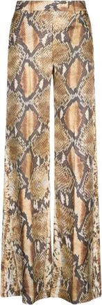 Roberto Cavalli Python Print Wijde Pijp Broek - Dames - Wijde Broeken - Bruin - S - Broeken