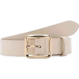Mango Square Buckle Belt in Ecru at Nordstrom, Size Medium
