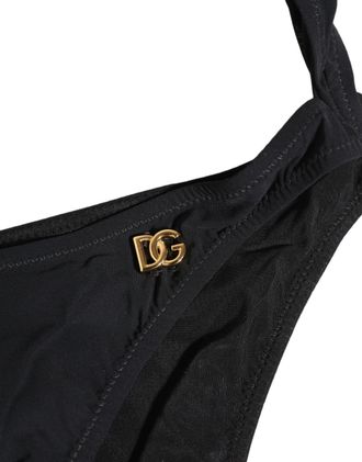 Dolce & Gabbana Womens Black Cutout Logo One Piece Swimsuit Swimwear Nylon Elastane Clothing