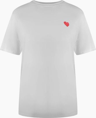 Love Moschino Womens Love Moschino Small Red Heart Logo White T-Shirt - Size: 18/16