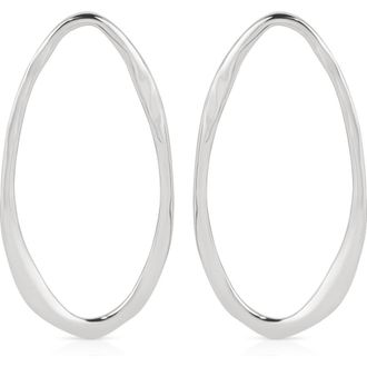 Ettika Large Oval Hammered Hoop Earrings in Silver at Nordstrom