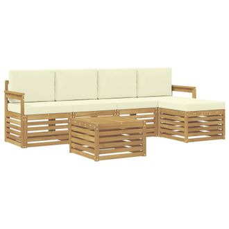 vidaXL Conjunto De Sof&aacute;s De Exterior 6 Pcs Blanco Y Crema Vidaxl