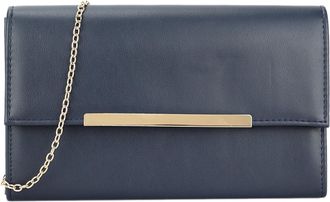 Girly HandBags Womens Faux Leather Plain Clutch Bag Medium Navy