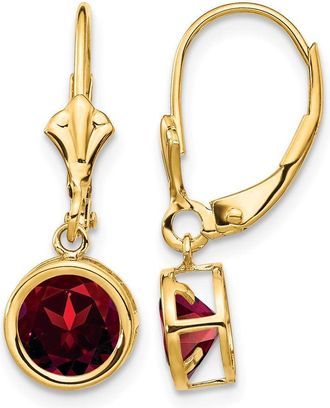Diamond2Deal 14k Yellow Gold 6mm Garnet Drop Dangle Earrings