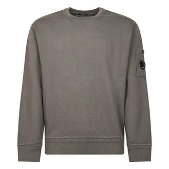C.P. Company C.P. Company, Sweatshirts, male, Gray, L, Cotton Diagonal Fleece Crewneck Lens Sweatshirt